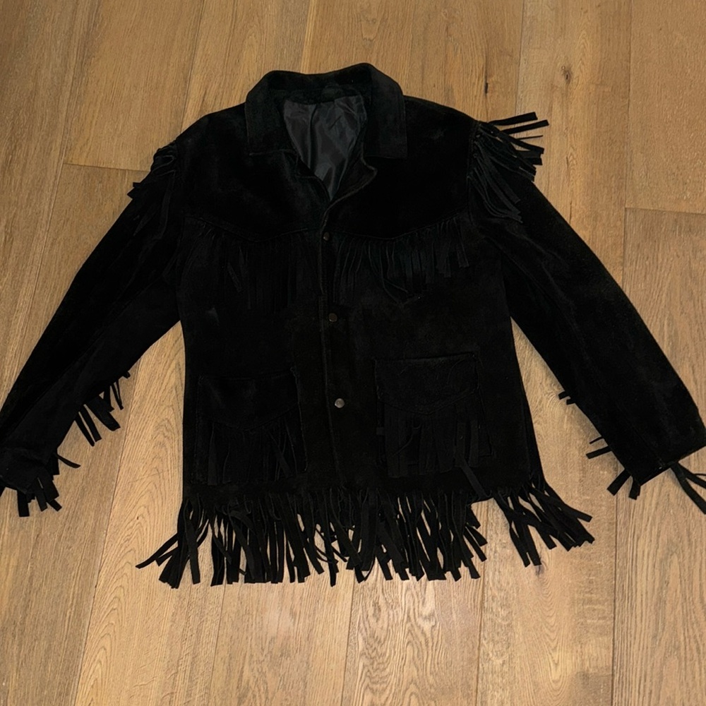 Black Suede Fringe Women's Jacket